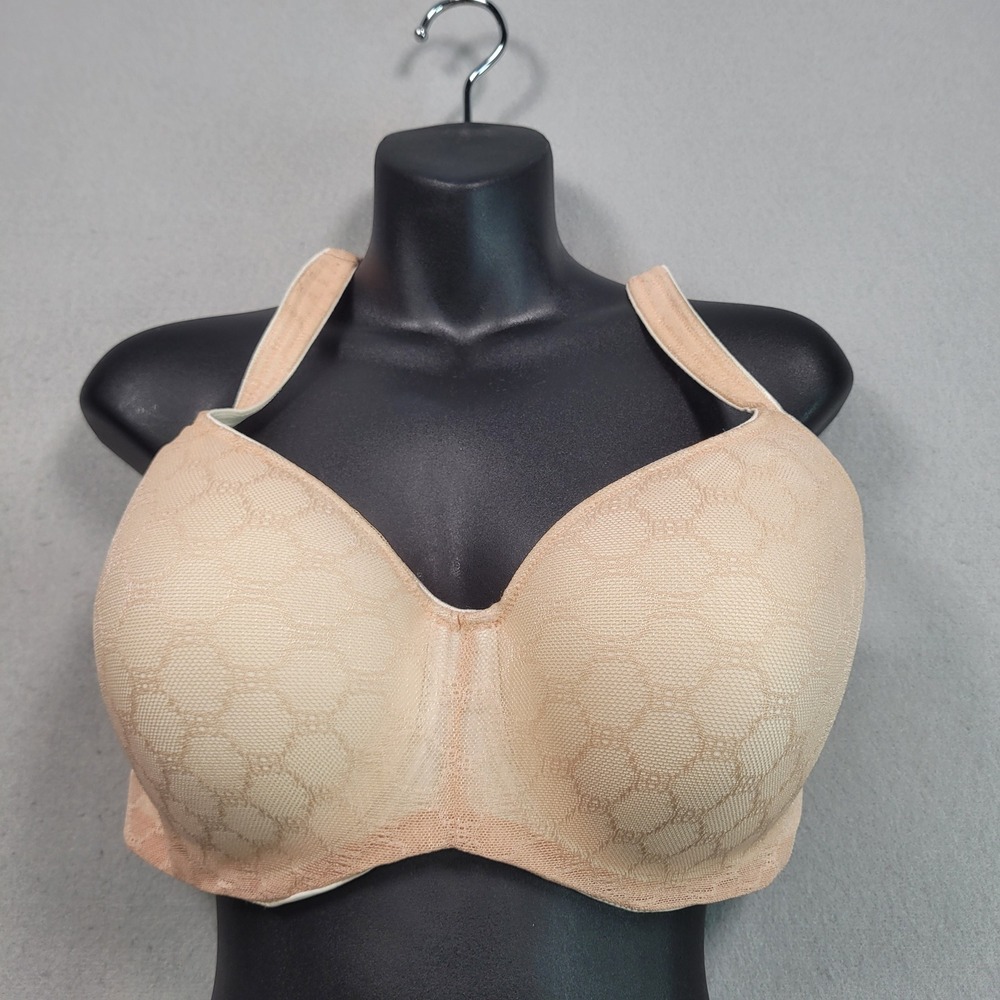 Soma Stunning Support Geo Lace Balconette Bra 36G Nude Tan 102103 Underwire